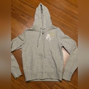 American Eagle Outfitters Gray Sweatshirt Fleece Jacket, Pretty Design On Back